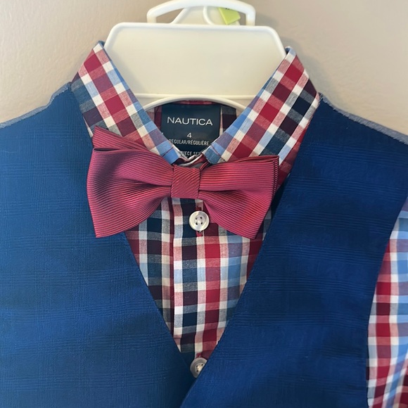 Boys 4 piece set ensemble,  Blue vest and pants and checkered shirt Nautica - Picture 1 of 7
